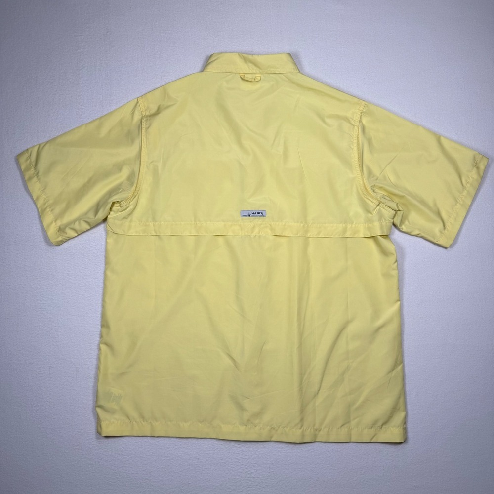 Habit Mens Fishing Shirt Large Yellow Short Sleeve UPF 40 Ventilated Button Down - Picture 2 of 6